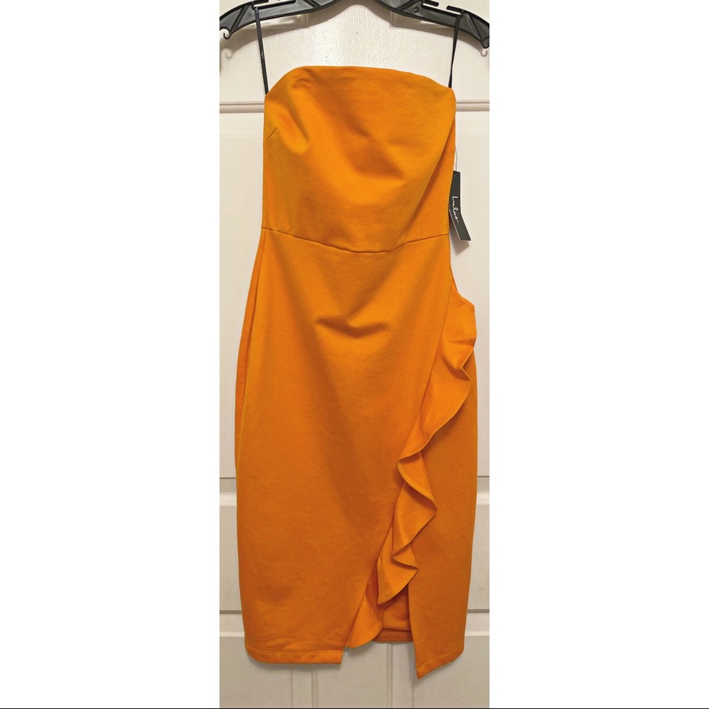 Lulus Ruffle Bodycon Dress Orange Size Small NWT